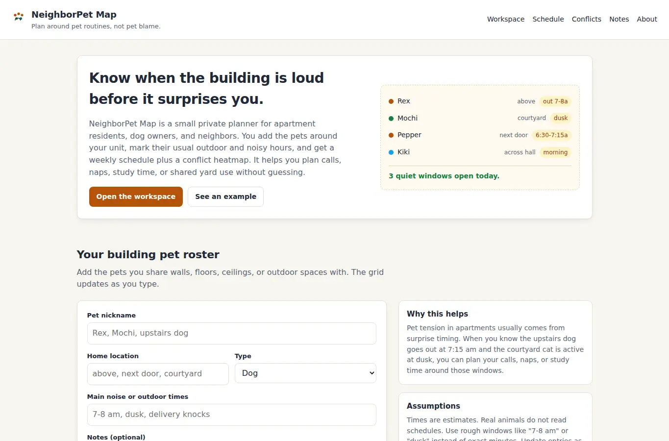 Screenshot of NeighborPet Map interface showing the project page in use
